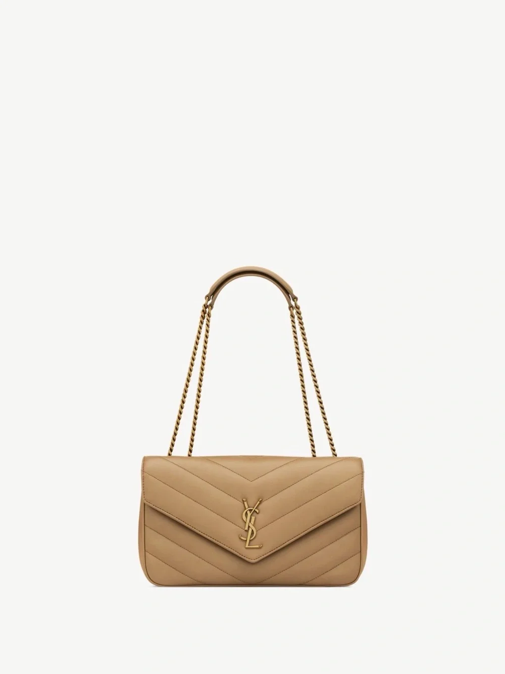 AUTHENTIC YSL Medium LouLou Lambskin Purse - Natural Tan